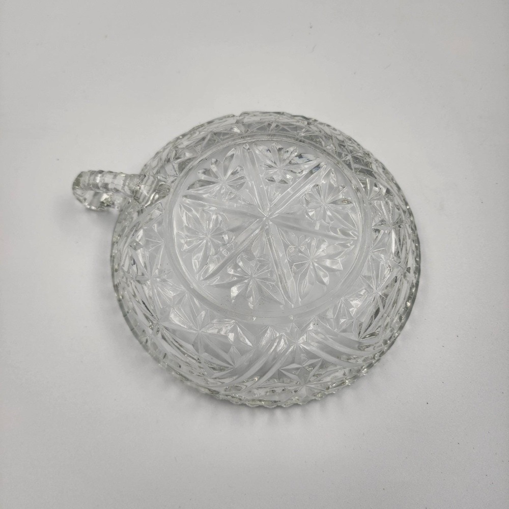Vintage 1950s Anchor Hocking Clear Glass Stars and Bars 7" Nappy Bowl - Picture 4 of 5